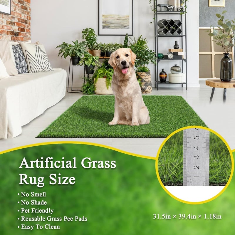 Bsmathom Artificial Grass Rug Indoor Outdoor Rug, Professional Dog Potty Training Rug, Fake Grass Rug Synthetic Grass Mat Door Mats with Drainage Holes for Balcony Patio Garden (39.3 x 31.5Inch) - Image 3